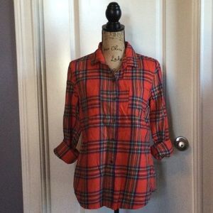 OLD NAVY red plaid flannel button down~Size Medium